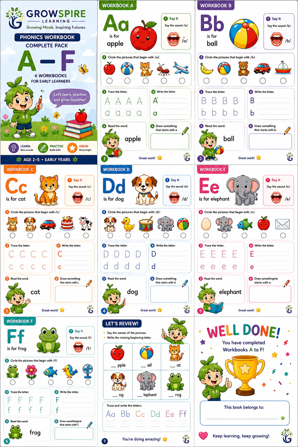 A to F workbook preview